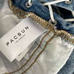 PacSun SZ 28 High-Rise Jean Shorts Lace-Up Sides Frayed Hems Medium Wash Blue Photo 4