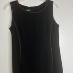 Lauren Ralph Lauren Black Knee Length Pencil Dress White Stitching Zip Back Sz 8 Photo 2