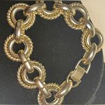 Signed Vintage BERGERE chain Bracelet Gold silver Tone circle link chain Photo 1