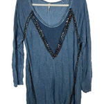 Free People  sequin embellished blue tunic‎ Photo 0