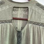 POL ‎ Boho Embroidered Long Sleeve Top Olive Green Size Large Festival Indie Photo 3