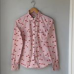 Anthropologie Odille Mouse & Cheese Novelty Print Button Down Shirt Pink Size 4 Photo 1