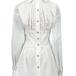 Rejina Pyo White Long Sleeve Ruched Collared Shirt Dress Cotton Size US 4 Photo 0