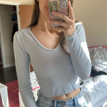 One Step Up  Light Blue Crop Long Sleeve Photo 0