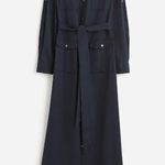 Madewell Utility Tie Waist Maxi Shirtdress Navy Belted Pockets Lyocell XXS NWT Photo 3