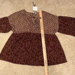 Hayden  Los Angeles Brown floral tie neck‎ babydoll top NEW size L Photo 8