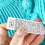 English Factory Puff Sleeve V-Neck Crop Knit Cardigan Sweater Turquoise Medium Photo 4