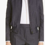 Max Mara Womens Preston Bomber Jacket 8 Denim Chambray Long Sleeve Tactical NEW Photo 0