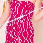 Charlie Jade Pink and White Silk Strapless Romper Photo 0