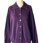 St John Sport Purple Ribbed Velour Collared Button Front Jacket Size M Size M Photo 0