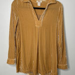 Sundance Silk Yellow Velvet Collar Notched Neck Long-Sleeved Top XS Bohemian Photo 0