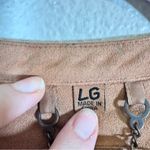 Odyn Tan Faux Suede Leather Bomber Jacket Fall Women’s L Bikercore Moto Classic Size L Photo 9