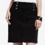 White House | Black Market WHBM Black Corduroy Mini Skirt High Rise Button Accent Stretch Size 8 Y2K Style Photo 1