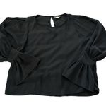 L'Agence  Gianne Black Open Bell Sleeve Silk Blouse, Sz S Photo 13
