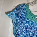 Rebecca Malone  Blue/Green Print Scoop Neck Short Sleeve Top XL Photo 3