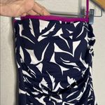 Tommy Bahama Graphic Jungle Shirred Bandeau Navy Blue Halter One Piece Swimsuit Photo 4