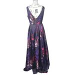 Adrianna Papell Adrianna Papell Floral Metallic Jacquard Ball Gown Purple Pink Dress 8 Altered Photo 7