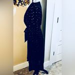 DKNY Balloon Sleeve Faux Wrap Metallic Gold Polkadot Belted Midi Dress Sz 6 Photo 5