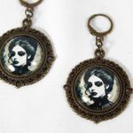 Handmade Victorian Goth Ophelia's Woe Crying Victorian Woman Earrings and Lace Choker Set Photo 3