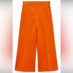 ZARA Tweed Weave Textured Wide Leg Pants w/ Buttons Orange Size XXL NEW Photo 9