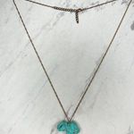 Gold Tone Faux Turquoise Trunk Up Good Luck Elephant Pendant Necklace Photo 0