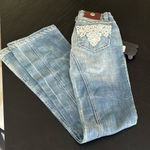 NWT vintage Antik low rise denim with pearl and crystal detail Blue Size 25 Photo 0