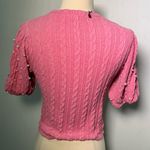 ZARA  cable knit pink short sleeve sweater pearls detail size Small Photo 1