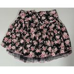 Black Pink Floral Roses Corset Mini Skirt Size XS 🌷 Photo 2