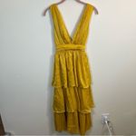 Lulus  Peak Party Vibe Satin Tiered Tie-Back Midi Dress NWT Gold XS Photo 2
