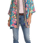 Johnny Was STALLION YENA KIMONO Reversible Silk Colorful Floral Beaded Medium Photo 0