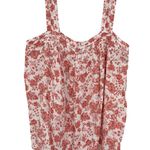 Wonderly  Size Medium Tank Top Red White Flower Print Button Detail Back‎ Blouse Photo 0