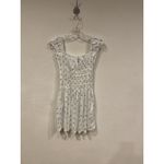 With Jean Marseille Dress Womens Medium White Blue Smocked Ditsy Floral Mini Photo 3