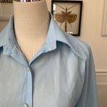 Vintage 70s Miss Holly Light Blue Textured Crepe Pointy Collar Button Shirt M 34 Size M Photo 1