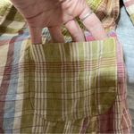 Pendleton  Green Pink Spring Pastel Plaid Women's Top; Large Photo 5