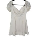 Selfie Leslie  Milkmaid Ruched Bust Puff Sleeve Mini Dress White Size Small Photo 3
