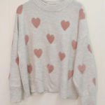 Crown & Ivy Heart Sweater |  | Cream and Pink | XL Photo 0