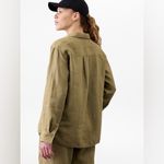 Athleta NWT Retreat Linen Olive Green Button-Up Shirt Sz XXS Photo 2