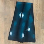 Anthropologie Anthro Vintage Hand-Dyed Oblong Silk Scarf Dark Turquoise White 14.5"w x 77"l Photo 1