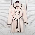 Elle  Double‎ Breasted Belted Trench Coat Blush Pink Black Piping Trim 6 Photo 7