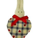 Bunny Heart Broach Pin Handmade Vintage Jewelry White Red Blue Photo 0