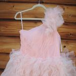 Mac Duggal 20576 Womens Pink One Shoulder Glitter Tulle Gown Dress Photo 7