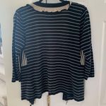 CAbi  Black, Cream, & Tan Striped Button Cardigan with Ruffled Collar Photo 5