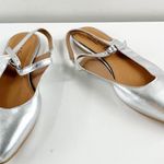 Antonio De Faria Anna Leather Slingback Mary Jane Pointed Toe Flats Silver 9 Photo 7