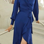 White House | Black Market Long Sleeve Satin Wrap DressWhite House Black Market 12p Photo 0