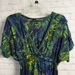 America & Beyond dark romantic tropical print mini dress viscose size Medium Green Photo 2