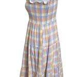 Amanda Uprichard  Emberly Plaid Midi Dress Smocked Women’s Size XS Tie Strap Photo 5