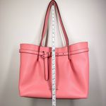 Michael Kors Emilia Large Pebbled Leather Tote Bag Grapefruit Pink Buckle Accent Photo 12