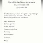 Anthropologie Mid Rise Skinny Jeans with floral print Photo 4