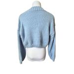 SheIn Clouds Sky Cropped Sweater Cardigan Blue Fuzzy Sz Small (4) Photo 2