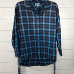 Pam & Gela Blue and Black Plaid Long Sleeve Shirt Size Small NWT Photo 48